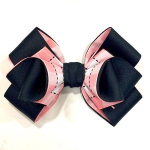 Gorgeous 3D Hair Bow Handmade Black&Pink Ribbons